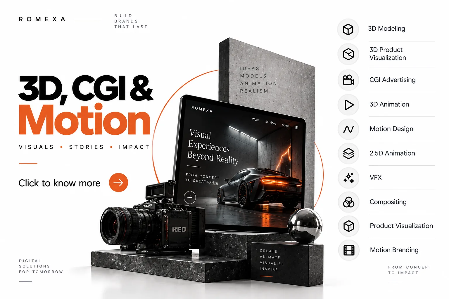 3D, CGI & Motion. ROMEXA service poster